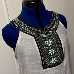 Embellished Off-white Sleeveless Top